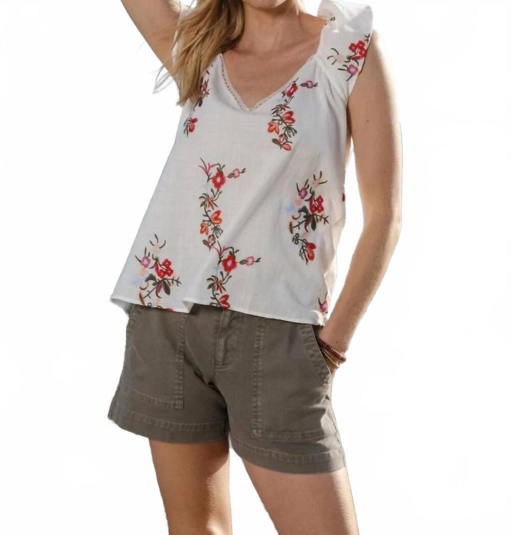 NEW DYLAN flower child top with ruffled sleeves in multi
